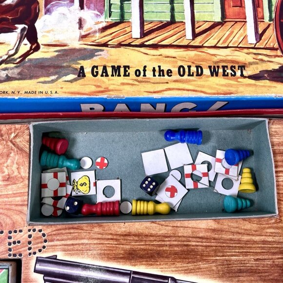 Vintage 50s “BANG!” Old West Selchow & Righter USA Cowboy Western Board Game - Picture 5 of 14